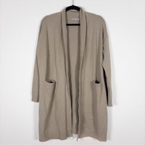 Vince Taupe Open Front Cashmere Cardigan